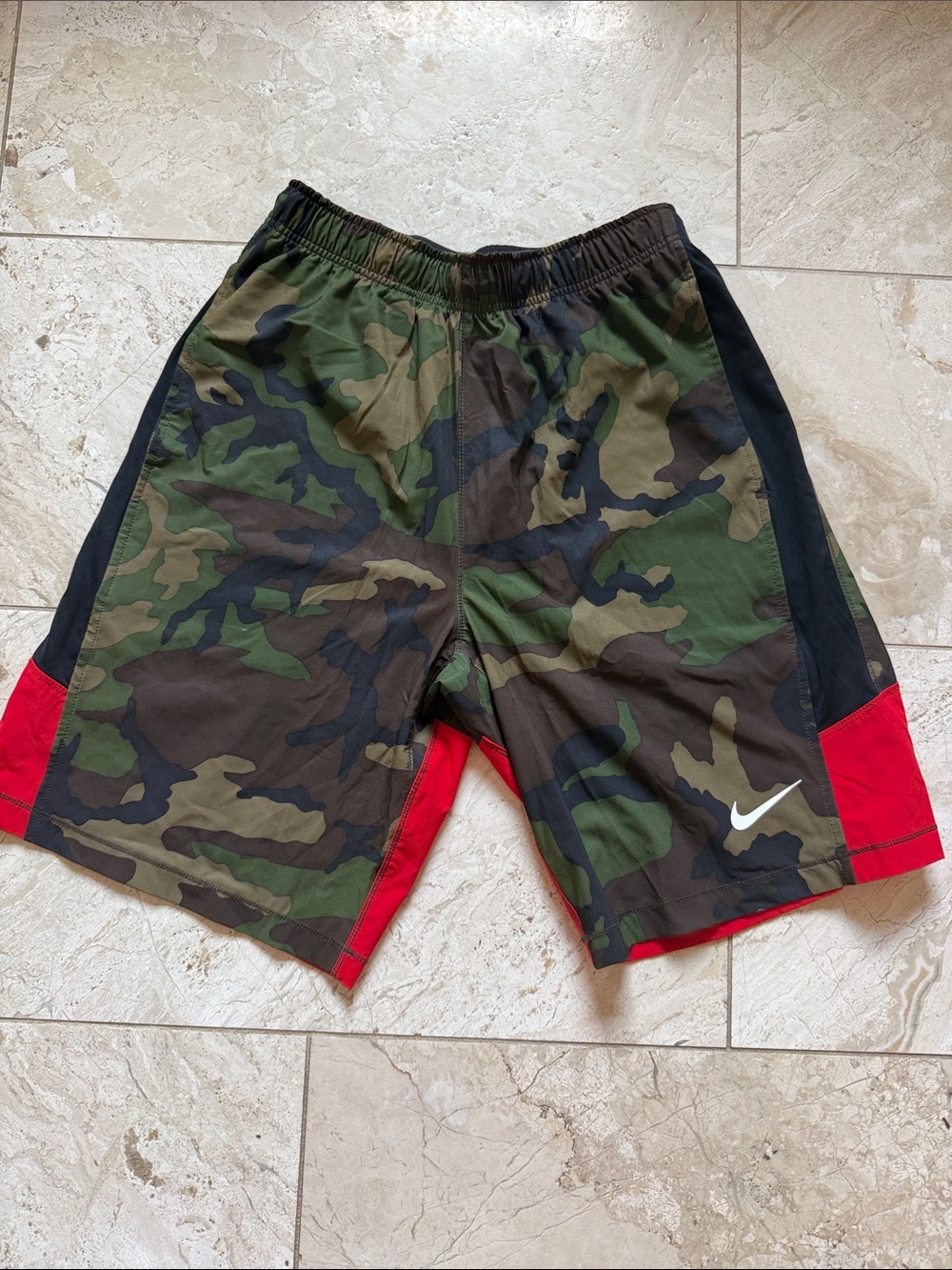 Nike Camo Shorts with Red and Black Panels